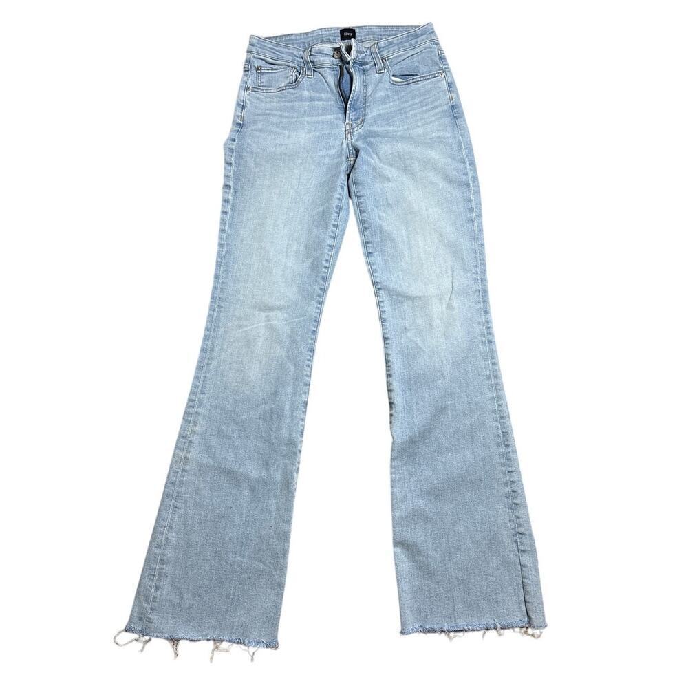 Edwin Vintage Light Wash Bootcut Flare Jeans Size 27 Raw Hem USA Denim Y2K